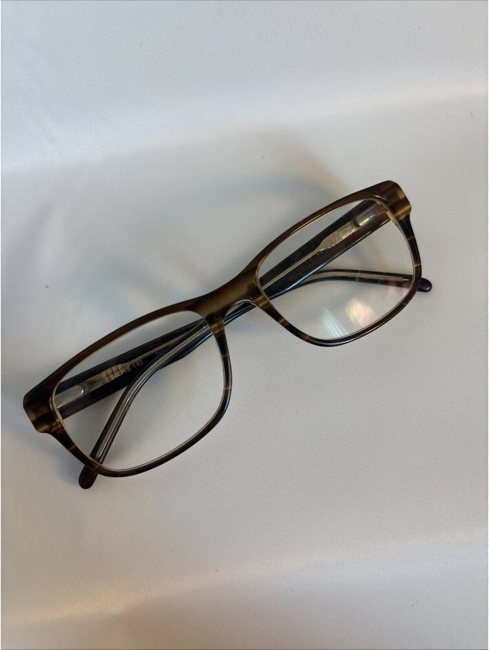 Perry Ellis Brown Beige “wood Color” Transparent Authentic Eyeglasses 54-18-140